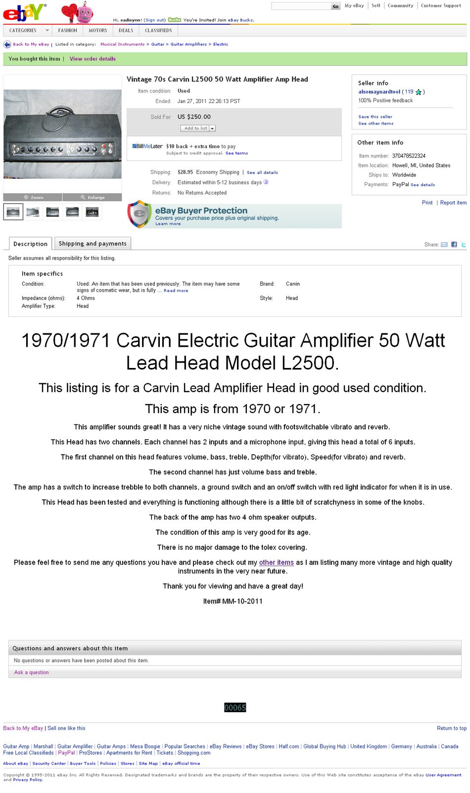 Description of actual junk sold to me by Lawrence Fitzpatrick of Howell MI.